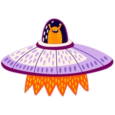 Space Explorers Theme Alien Buddy UFO Transparent Sticker